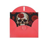 6x4 inch Rose Skull Blood Red prints greeting card with envelope, suitable for birthday wishes, wedding congratulations
