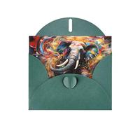 6x4 inch Running elephant Dark Green prints greeting card with envelope, suitable for birthday wishes, wedding congratulations