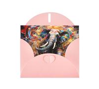 6x4 inch Running elephant Pink prints greeting card with envelope, suitable for birthday wishes, wedding congratulations