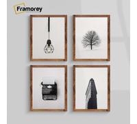 (6x4 Inch) Rustic Oak Picture Frame / Wall Art Frames / Flat Wooden Effect Poster Frame / Photo Print Frame