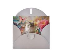 6x4 inch Sitting grey cat Gray prints greeting card with envelope, suitable for birthday wishes, wedding congratulations