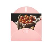 6x4 inch Small cherry tomatoes Pink prints greeting card with envelope, suitable for birthday wishes, wedding congratulations