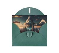 6x4 inch Suspended Technology City Dark Green prints greeting card with envelope, suitable for birthday wishes, wedding congratulations