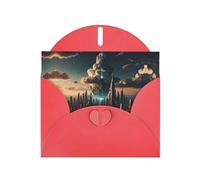 6x4 inch Suspended Technology City Red prints greeting card with envelope, suitable for birthday wishes, wedding congratulations