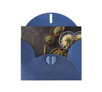 6x4 inch Three Meals a Day Blue prints greeting card with envelope, suitable for birthday wishes, wedding congratulations