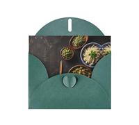 6x4 inch Three Meals a Day Dark Green prints greeting card with envelope, suitable for birthday wishes, wedding congratulations