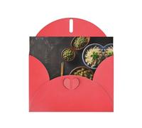 6x4 inch Three Meals a Day Red prints greeting card with envelope, suitable for birthday wishes, wedding congratulations
