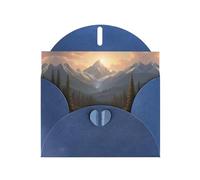 6x4 inch Untouched mountains Blue prints greeting card with envelope, suitable for birthday wishes, wedding congratulations