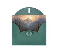 6x4 inch Untouched mountains Dark Green prints greeting card with envelope, suitable for birthday wishes, wedding congratulations