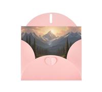 6x4 inch Untouched mountains Pink prints greeting card with envelope, suitable for birthday wishes, wedding congratulations