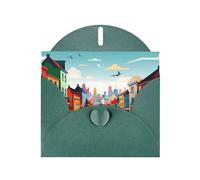 6x4 inch Vibrant rural areas Dark Green prints greeting card with envelope, suitable for birthday wishes, wedding congratulations