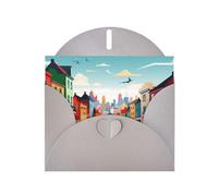 6x4 inch Vibrant rural areas Gray prints greeting card with envelope, suitable for birthday wishes, wedding congratulations