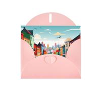 6x4 inch Vibrant rural areas Pink prints greeting card with envelope, suitable for birthday wishes, wedding congratulations