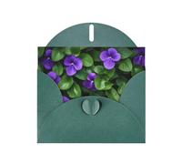 6x4 inch violet flower Dark Green prints greeting card with envelope, suitable for birthday wishes, wedding congratulations