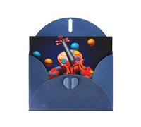 6x4 inch Violin Background Image Blue prints greeting card with envelope, suitable for birthday wishes, wedding congratulations
