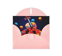 6x4 inch Violin Background Image Pink prints greeting card with envelope, suitable for birthday wishes, wedding congratulations