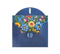6x4 inch Vivid floral patterns Blue prints greeting card with envelope, suitable for birthday wishes, wedding congratulations