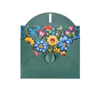 6x4 inch Vivid floral patterns Dark Green prints greeting card with envelope, suitable for birthday wishes, wedding congratulations