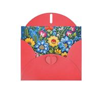 6x4 inch Vivid floral patterns Red prints greeting card with envelope, suitable for birthday wishes, wedding congratulations