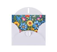 6x4 inch Vivid floral patterns White prints greeting card with envelope, suitable for birthday wishes, wedding congratulations