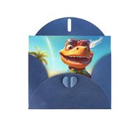6x4 inch Wacky Dinosaurs Blue prints greeting card with envelope, suitable for birthday wishes, wedding congratulations