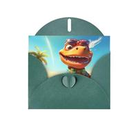 6x4 inch Wacky Dinosaurs Dark Green prints greeting card with envelope, suitable for birthday wishes, wedding congratulations