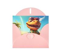 6x4 inch Wacky Dinosaurs Pink prints greeting card with envelope, suitable for birthday wishes, wedding congratulations