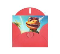 6x4 inch Wacky Dinosaurs Red prints greeting card with envelope, suitable for birthday wishes, wedding congratulations