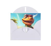 6x4 inch Wacky Dinosaurs White prints greeting card with envelope, suitable for birthday wishes, wedding congratulations