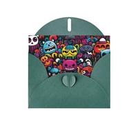 6x4 inch Wacky dolls. Dark Green prints greeting card with envelope, suitable for birthday wishes, wedding congratulations