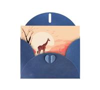 6x4 inch Walking Giraffe Blue prints greeting card with envelope, suitable for birthday wishes, wedding congratulations