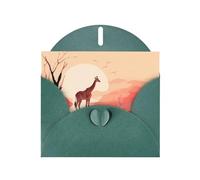 6x4 inch Walking Giraffe Dark Green prints greeting card with envelope, suitable for birthday wishes, wedding congratulations