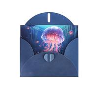 6x4 inch Wandering Jellyfish Blue prints greeting card with envelope, suitable for birthday wishes, wedding congratulations
