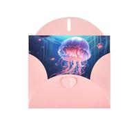 6x4 inch Wandering Jellyfish Pink prints greeting card with envelope, suitable for birthday wishes, wedding congratulations