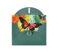 6x4 inch watercolor butterfly Dark Green prints greeting card with envelope, suitable for birthday wishes, wedding congratulations