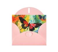 6x4 inch watercolor butterfly Pink prints greeting card with envelope, suitable for birthday wishes, wedding congratulations