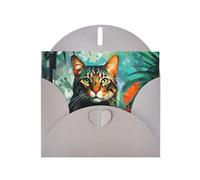 6x4 inch watercolor cat Gray prints greeting card with envelope, suitable for birthday wishes, wedding congratulations