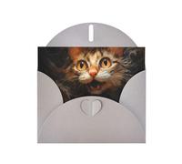 6x4 inch Watercolor cat head Gray prints greeting card with envelope, suitable for birthday wishes, wedding congratulations