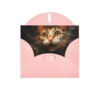 6x4 inch Watercolor cat head Pink prints greeting card with envelope, suitable for birthday wishes, wedding congratulations