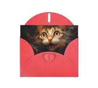 6x4 inch Watercolor cat head Red prints greeting card with envelope, suitable for birthday wishes, wedding congratulations