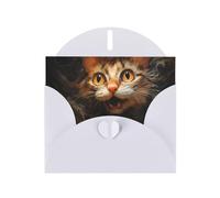 6x4 inch Watercolor cat head White prints greeting card with envelope, suitable for birthday wishes, wedding congratulations