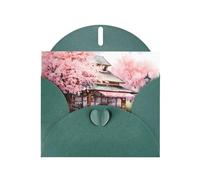 6x4 inch Watercolor Cherry Blossoms Dark Green prints greeting card with envelope, suitable for birthday wishes, wedding congratulations
