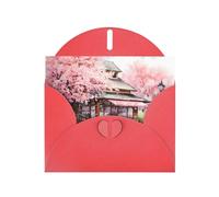 6x4 inch Watercolor Cherry Blossoms Red prints greeting card with envelope, suitable for birthday wishes, wedding congratulations