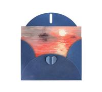 6x4 inch watercolor cruise Blue prints greeting card with envelope, suitable for birthday wishes, wedding congratulations