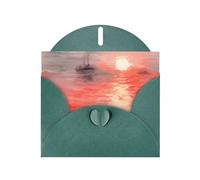 6x4 inch watercolor cruise Dark Green prints greeting card with envelope, suitable for birthday wishes, wedding congratulations