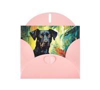 6x4 inch watercolor dog Pink prints greeting card with envelope, suitable for birthday wishes, wedding congratulations