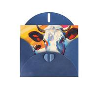 6x4 inch Watercolor painting of two cows Blue prints greeting card with envelope, suitable for birthday wishes, wedding congratulations