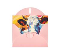 6x4 inch Watercolor painting of two cows Pink prints greeting card with envelope, suitable for birthday wishes, wedding congratulations
