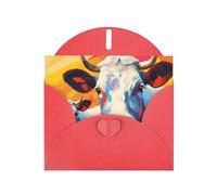 6x4 inch Watercolor painting of two cows Red prints greeting card with envelope, suitable for birthday wishes, wedding congratulations