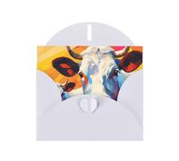 6x4 inch Watercolor painting of two cows White prints greeting card with envelope, suitable for birthday wishes, wedding congratulations